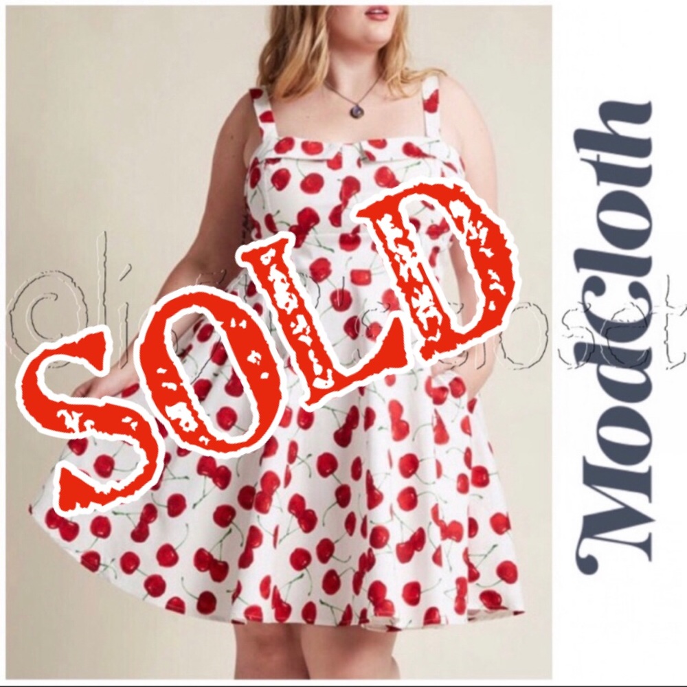 ModCloth iXiA Pull Up a Cherry A-Line Swing Dress - Picture 1 of 16